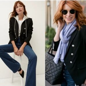 Veronica Beard Miller Blazer Black Silver Buttons Dickey Jacket Size 6